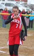 Pitcher Rachel Shamon leaves the game with an injury.